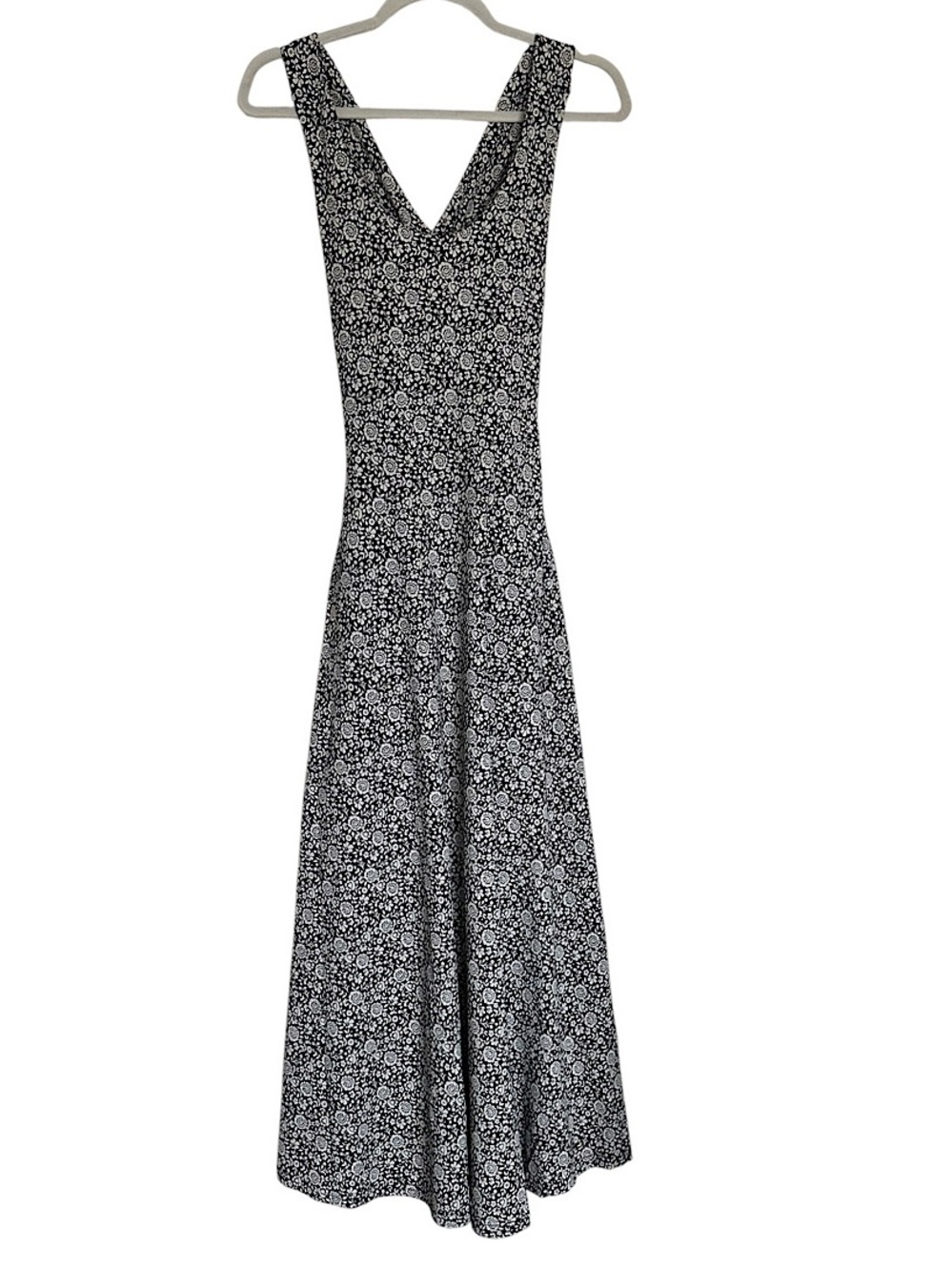 Pact Fit & Flare Open Back Maxi Dress Organic Cotton Bohemian Dreams Black Sz XS